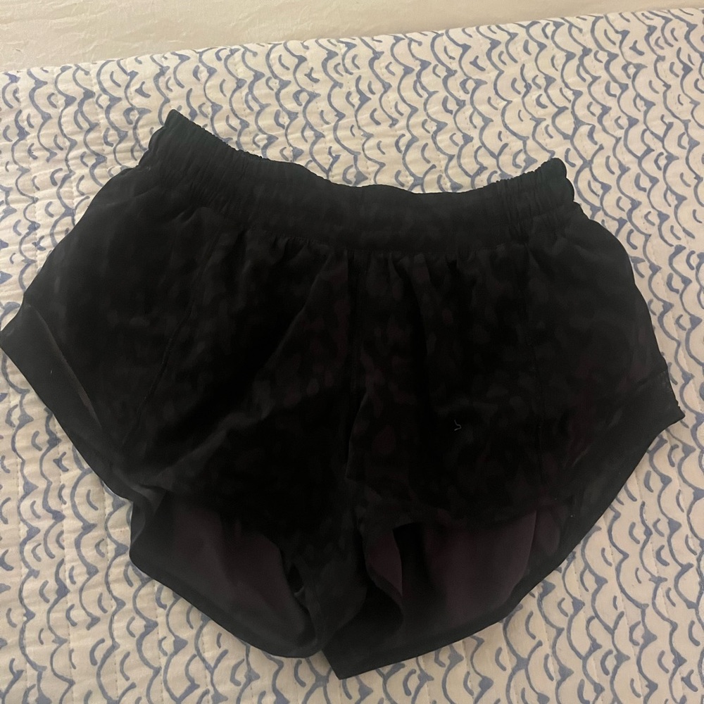 Black cheetah lulu shorts